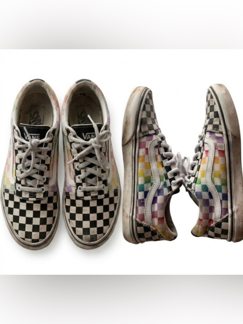 Vans Ward Rainbow Checkerboard Low Top US Missy Size 4 Women’s 5.5
